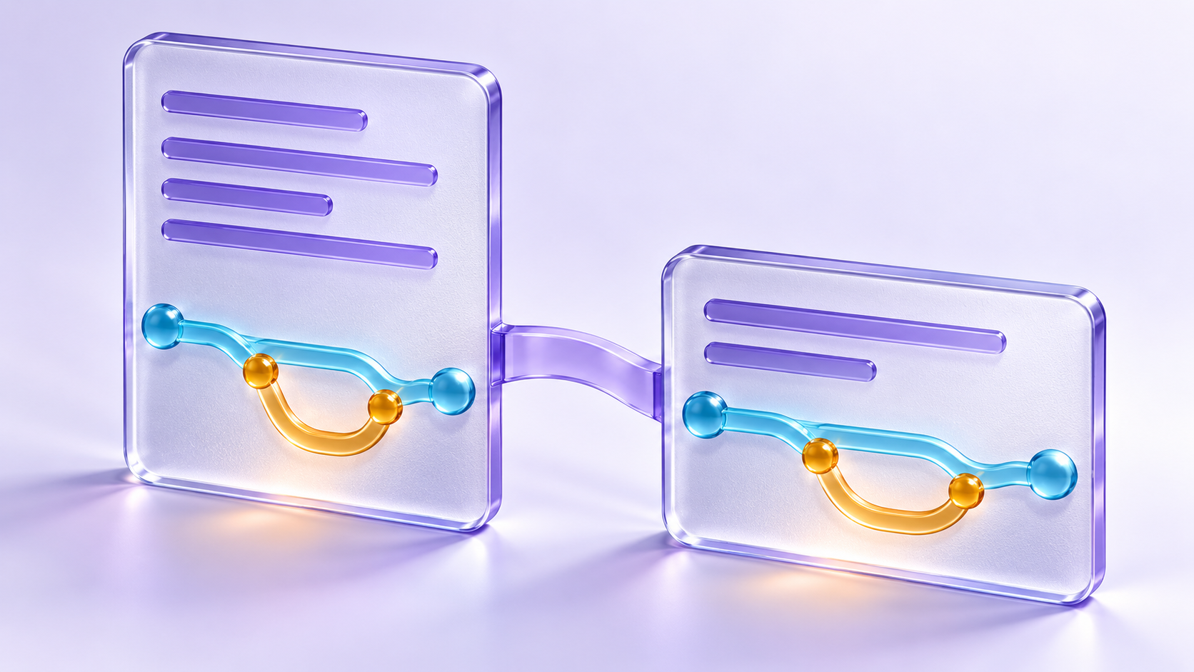 A tall glass procedure sheet and a shorter sheet both retain a cyan route with an attached amber exception loop.
