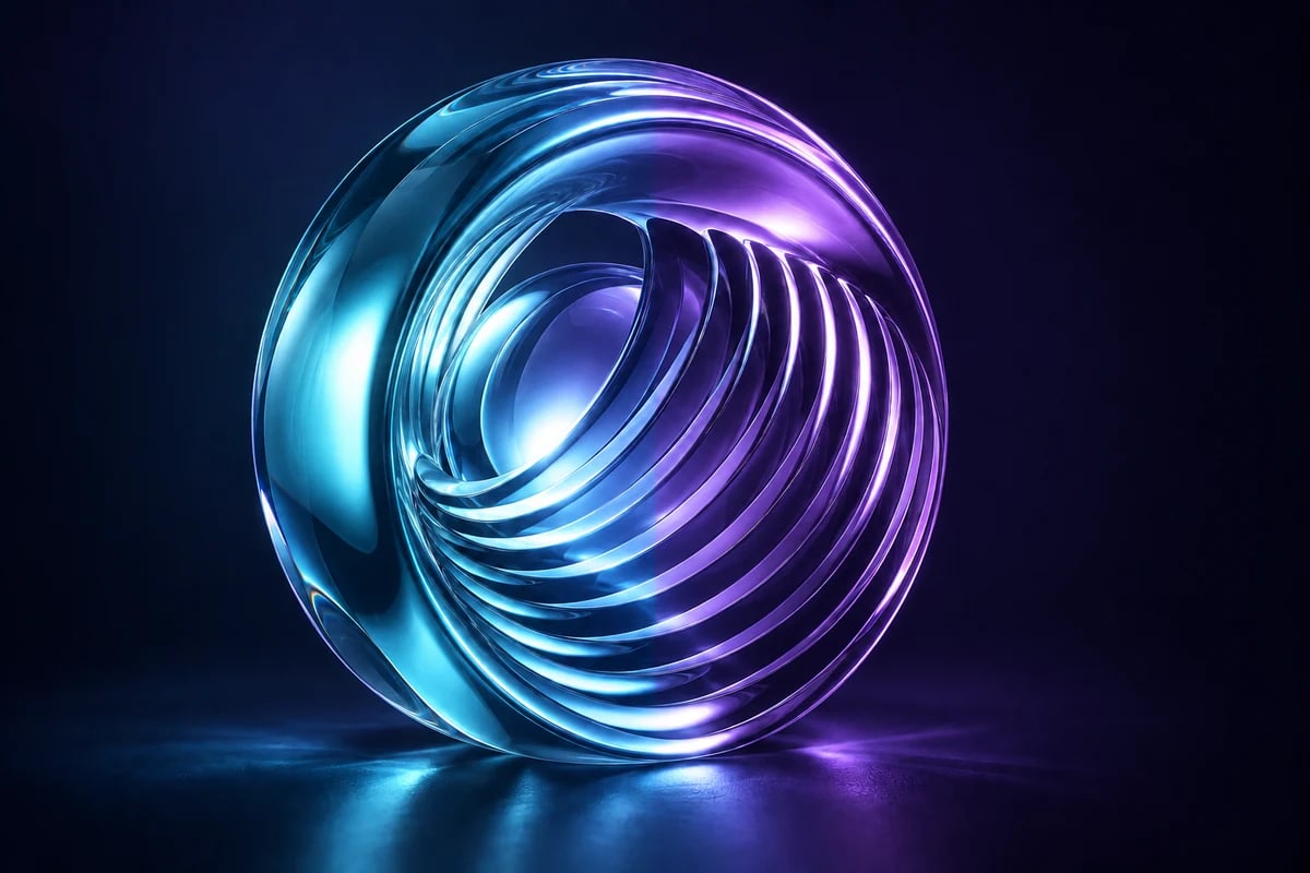 Signal core, blue and purple glass illustration